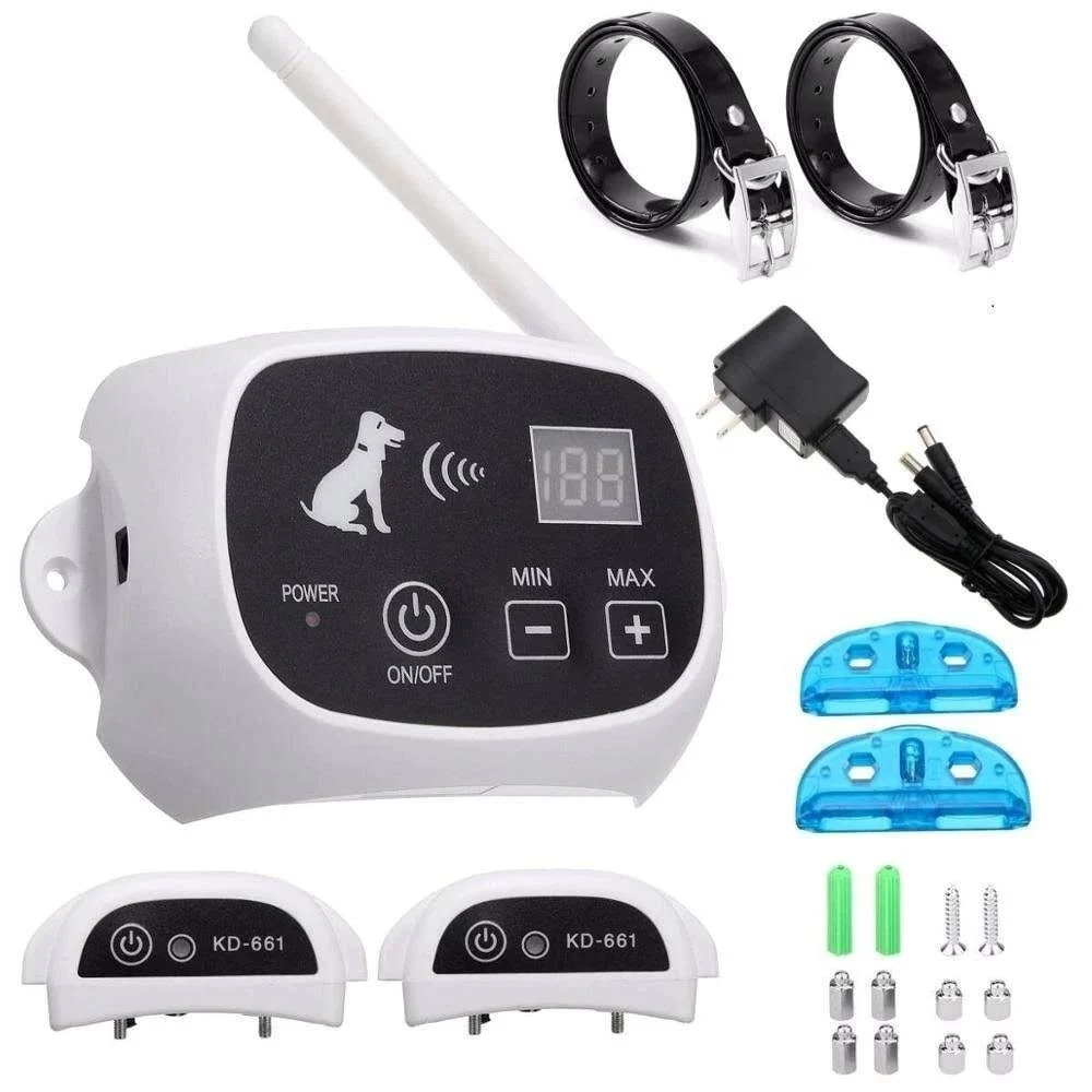 (with 2 Collars) Waterproof Wireless Electric Dog Pet Fence Shock Collar System