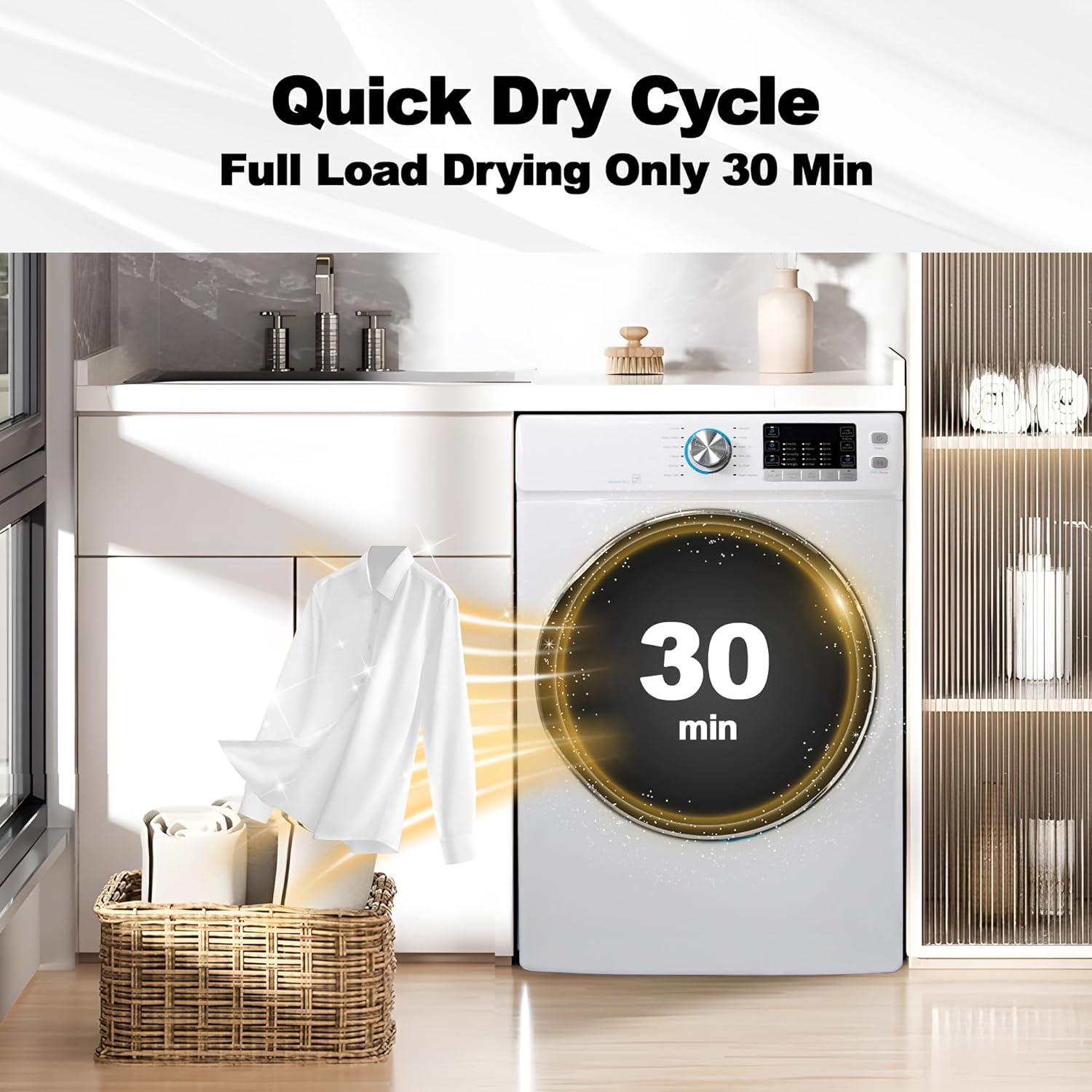 SMETA Stackable Washer And Dryer Combo, Electric Stacked Washer Dryer Set, 4.5 Cu. Ft Washing Machine Front Load + 8.0 Cu.Ft Clothes Dryer Machine