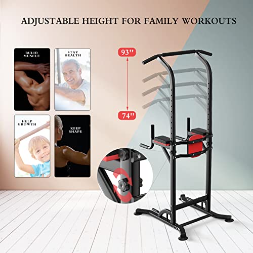 Wesfital Pull Up Bar Power Tower Dip Bar Station Dip Stand Multi-Functional Workout Equipment Strength Training Machine for Men Women Home Gym