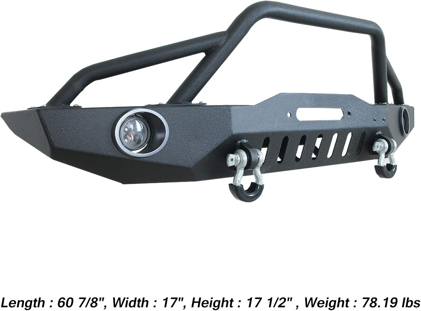 KML Front Bumper with LED Lights and Winch Plate Fit 1984-2001 Cherokee XJ / 1984-2001 Comanche MJ.