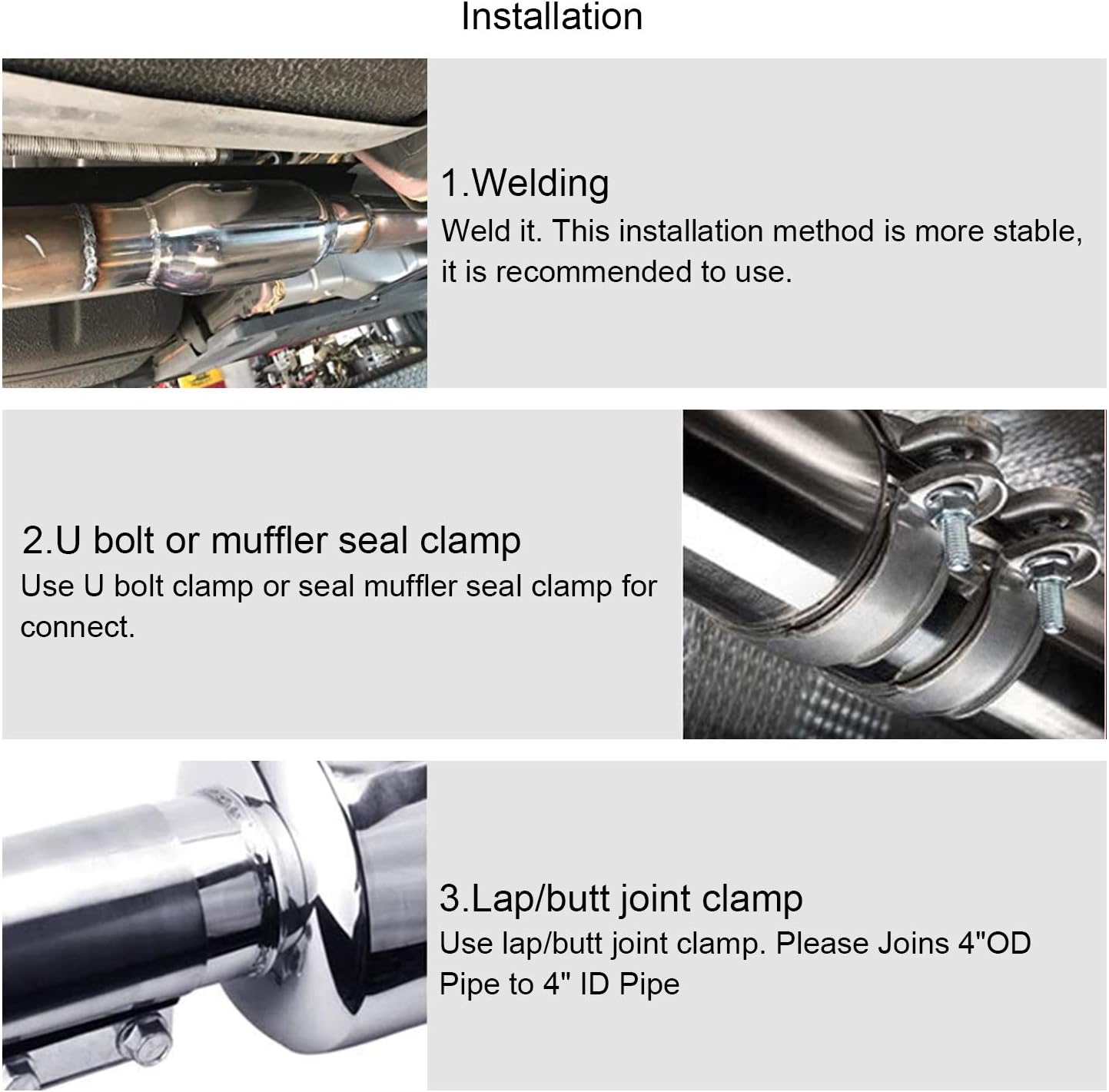 SYKRSS 4 Inlet/Outlet Exhaust Muffler Universal Stainless Steel Straight Through Muffler Pack of 2