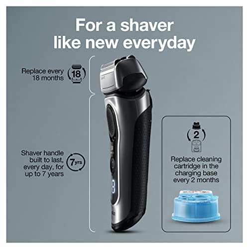 Braun Electric Razor for Men, Series 8 8457cc Electric Foil Shaver with Precision Beard Trimmer, Cleaning & Charging SmartCare Center, Galvano Silver