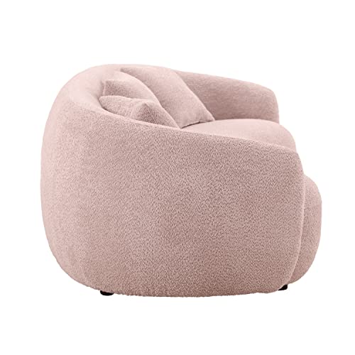 96.4" Mid Century Modern Curved Sofa for Living Room, 3-Seat Upholstery Boucle Fabric Couch for Bedroom, Office, Apartment, Brown