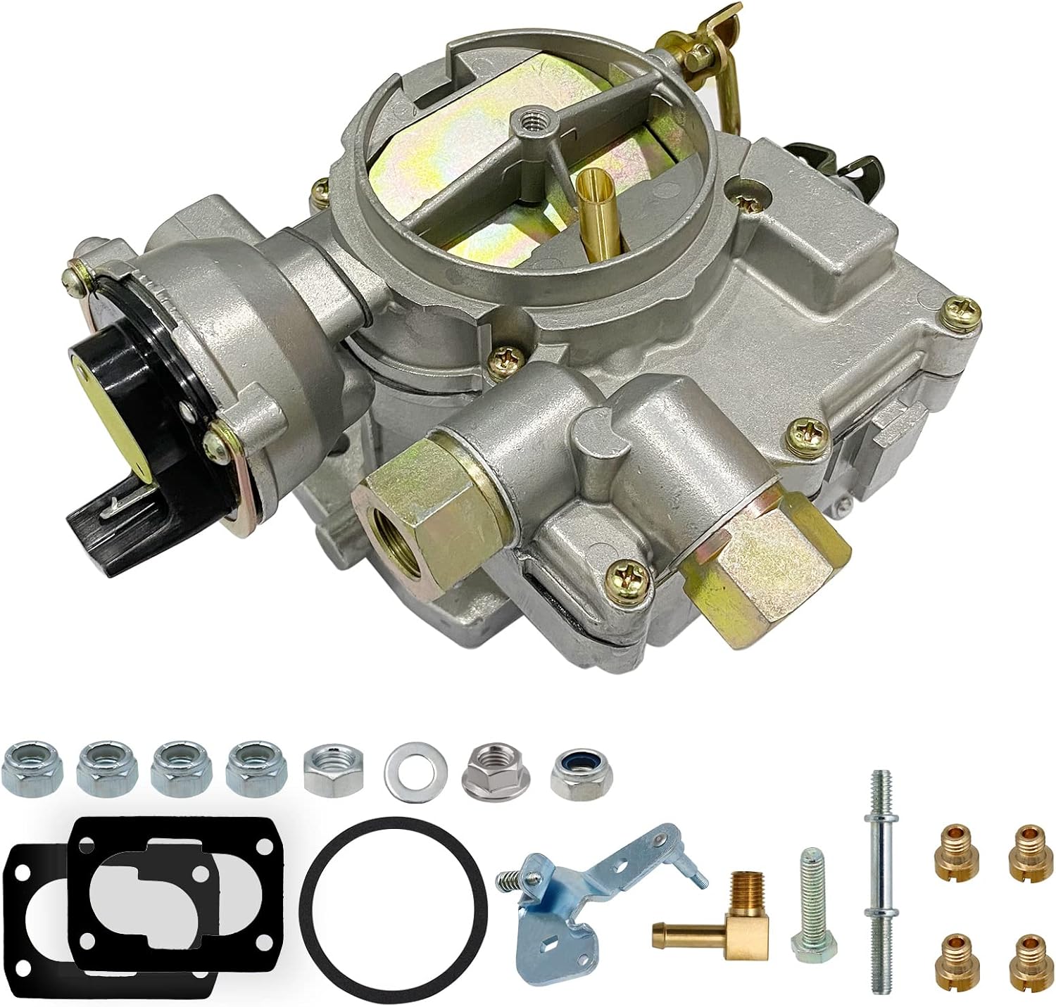 NENKUTEN Marine Carburetor 2 Barrel Carb for Mercruiser 3.0L/2.5L 4 CYL Engines Electric Choke with Jets Long Linkage and Gaskets nut Replace 3310-864940A01