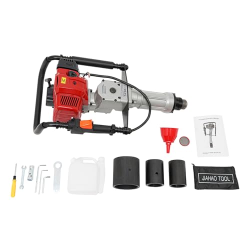 52CC Gas-Powered T Post Driver Upgrade Fence Post Pile Hammer with 2-Stroke Engine, EPA Certified, New Model Petrol Piledriver with 3xPost Driving Heads, 800-2800BPM