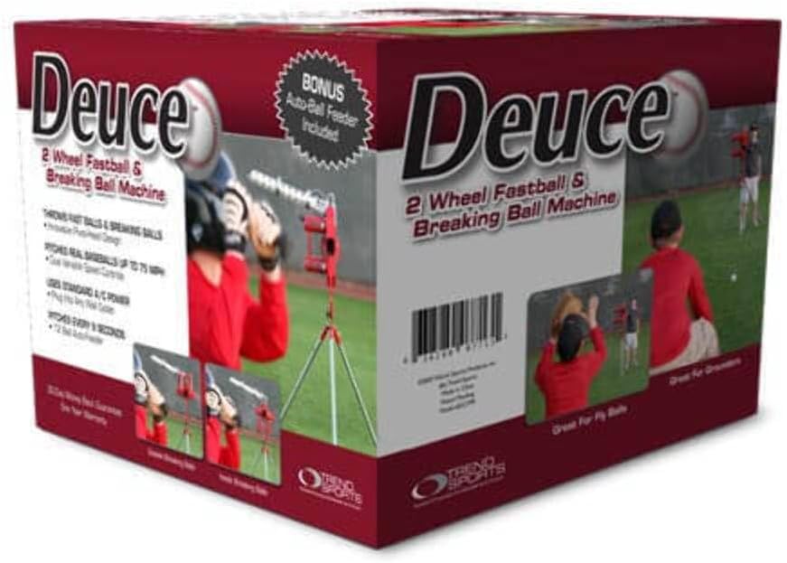 HEATER SPORTS Deuce 75 MPH Two Wheel Baseball Pitching Machine for Kids, Teens, Adults, and Teams, Uses Pitching Machine Baseballs & Real Baseballs, Includes Automatic Ballfeeder