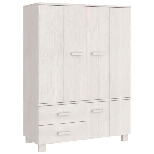 vidaXL Solid Pinewood Wardrobe Dark Gray with Ample Storage Space, Sturdy Construction and Smooth Sliding Drawers