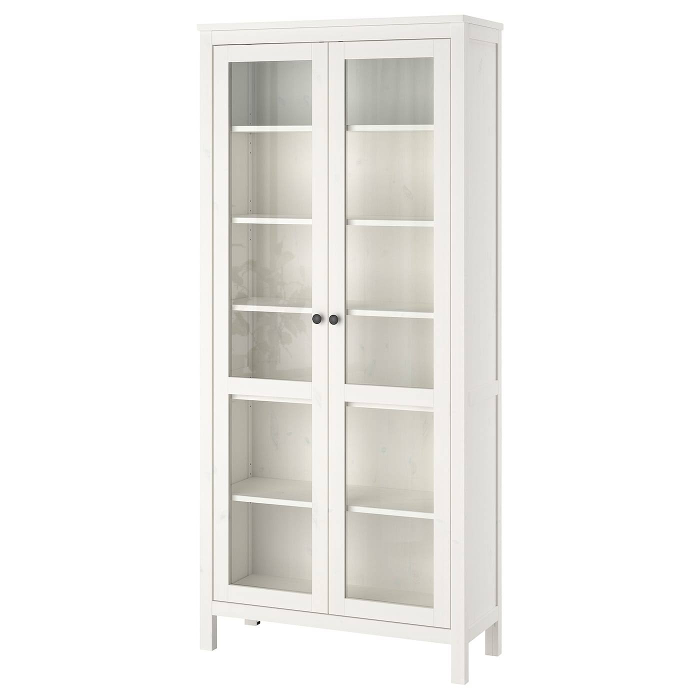 IKEA - HEMNES Glass-Door Cabinet, White Stain, 35 3/8x77 1/2