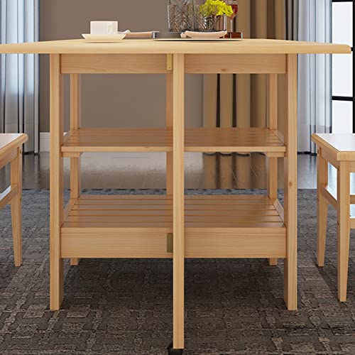 Foldable Kitchen Table, Extending Dining Table, Mobile Space Saving Drop Leaf Dinner Table with Wheels, for Small Room Apartment/Kitchen/Living Room/Bedroom, No Chairs