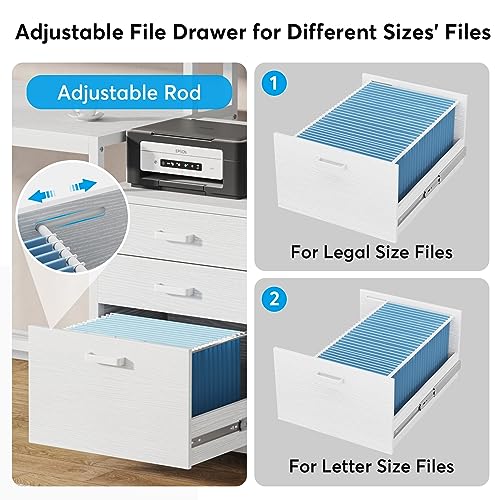 Tribesigns 63 Inch Computer Desk with File Drawer Cabinet, Ergonomic Office Desk with Monitor Stand, Industrial Computer Table with Printer Space, Wood PC Table Workstation Desk for Home Office