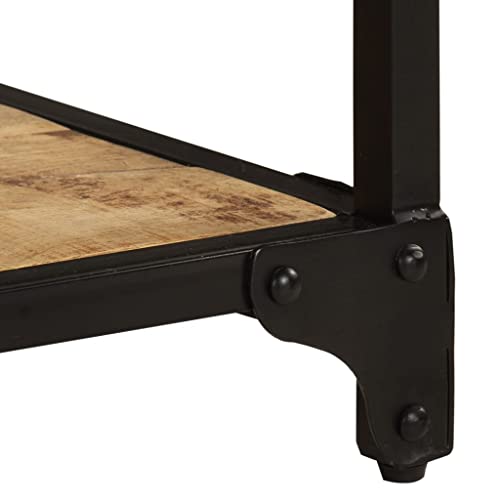 Coffee Table 35.4"x17.7"x13.8" Solid, Mango Wood,Rustic Vintage Mango Wood Coffee Table with Shelf for Living Room, Industrial Side Table with Black Iron Frame