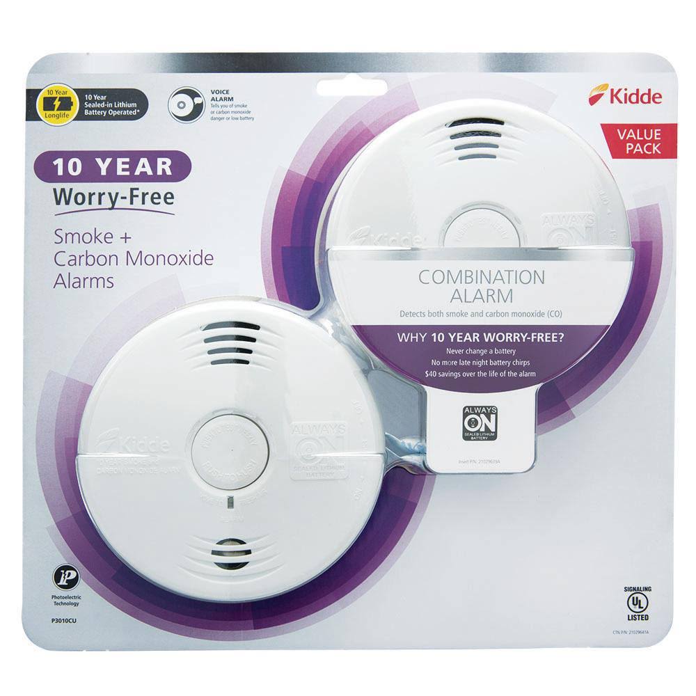 Kidde 10 Year Worry-Free Sealed Battery Combination Smoke and Carbon Monoxide Detector with Voice Alarm (2-Pack)