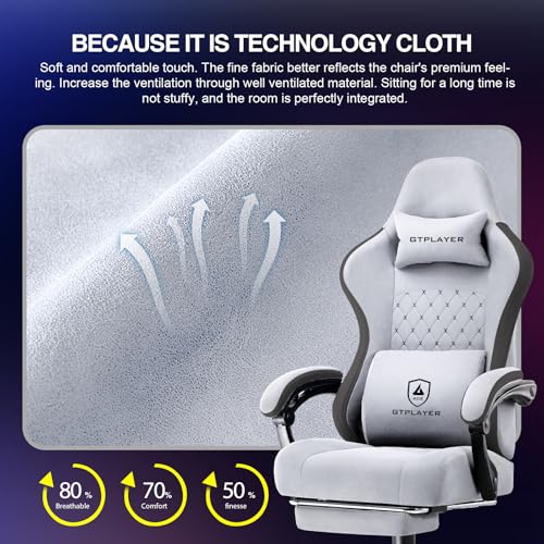 GTPLAYER Gaming Chair, Computer Office Chair with Pocket Spring Cushion, Linkage Armrests and Footrest, High Back Ergonomic Computer Chair with Lumbar Support Task Chair with Footrest