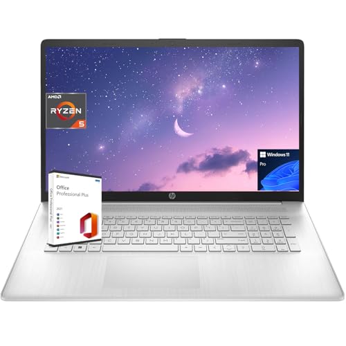 HP 2024 Newest 17 Laptop for Business and Students, 17.3" HD+ Display, AMD Ryzen 5 7530U(up to 4.5GHz), 8GB RAM, 256GB SSD, Wi-Fi 6, Windows 11 Pro, with Microsoft Office Lifetime License