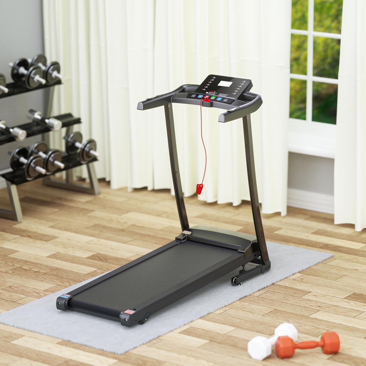 2.5 HP Folding Treadmill, Easy to Move, with 3-Speed Incline Adjustment and 12 preset Programs, 3 Countdown Modes, Heart Rate, Bluetooth, etc., Suitable for Home and Gym use