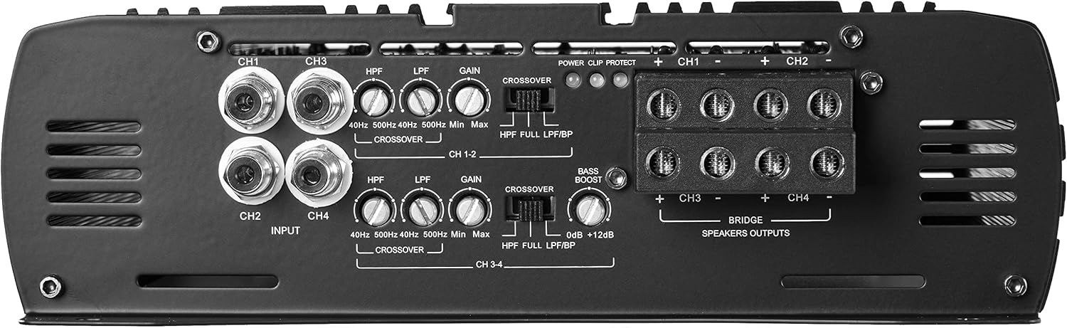 NVX XAD41 1200W RMS 1-OHM Stable Full Bridge Class D High Power Competition Full Range Bridgeable 4-Channel Car Audio MOSFET Amplifier
