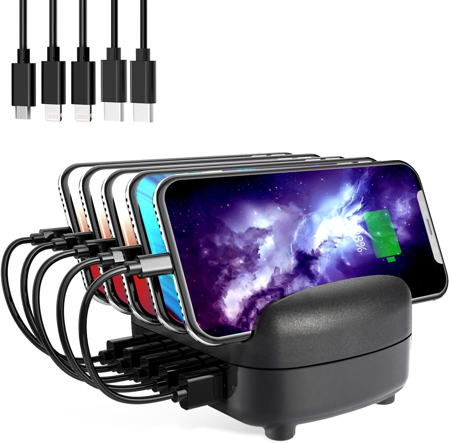 ORICO 120W Charging Station for Multiple Devices - 10 USB Smart Ports - Auto Temperature Control System - Charger Organizer Docking Station for Cell Phones, Tablets and Others (Cables not Included) Pack of 2