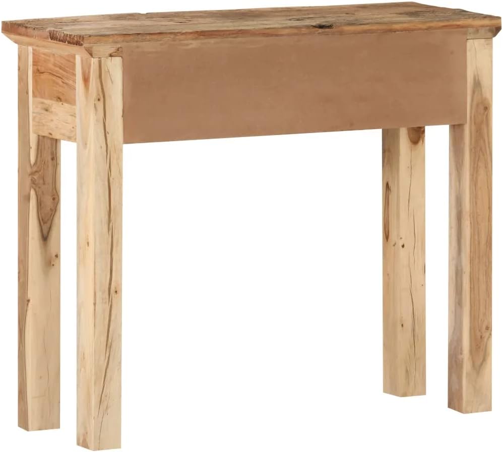 vidaXL - Rectangular Console Table Crafted with Solid Acacia Wood and Reclaimed Wood - Rustic Brown Hall Table with 2 Drawers - Farmhouse Wood Table - 35.6"x11.8"x29.5" - Unique Interior Decor