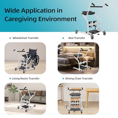 Deluxe Sit to Stand Lift w/Base Width Adjustment-Ergonomic Stand Assist Patient Lift for Safe Transfers,500lbs Capacity Patient Stand-aid & Patient Transport Unit for Elderly & Disabled