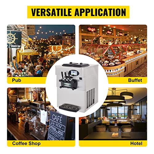 VEVOR Commercial Soft Ice Cream Machine 3 Flavors for Restaurants Snack Bar