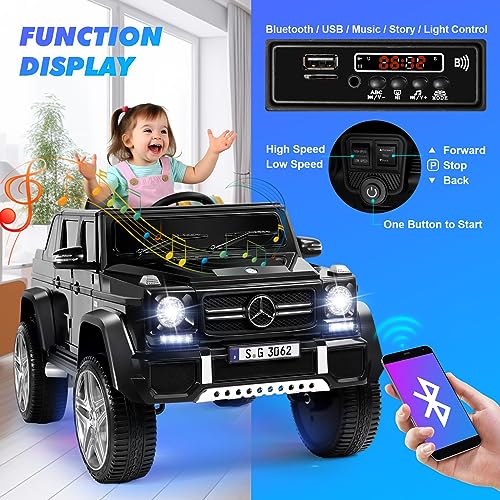 JOYLDIAS Licensed Mercedes-Benz G650S Ride On Car for Kids, 12V7AH Kids Ride On Truck with 2.4Ghz Remote Control, 3 Speeds, Bluetooth,Music,LED Lights, Spring Suspension, Blue