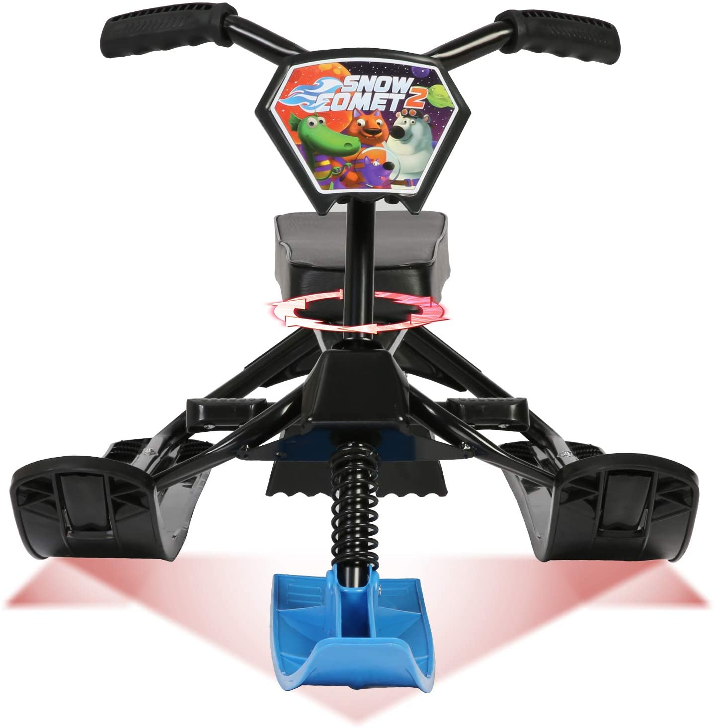 KARMAS PRODUCT Snow Racer Sled with Steering Wheel/Bicycle Handle and Twin Brakes, Kids Teens Winter Sport Ski Sled Slider Board for Downhill and Uphill