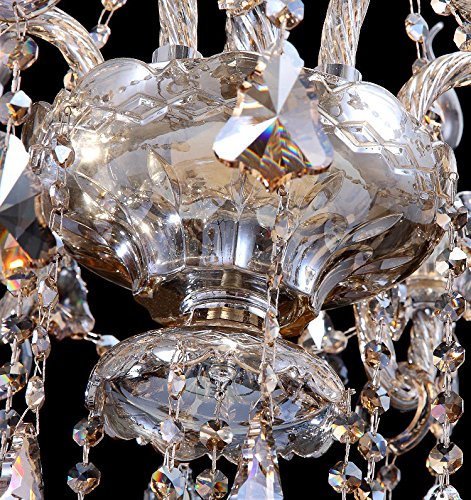 Cognac 8 Lights K9 Crystal Chandelier Modern Luxurious Light Candle Pendant Lamp Ceiling Living Room Lighting for Dining Living Room Bedroom Hallway Entry 31x28 Inch Gifts (Cognac Color)