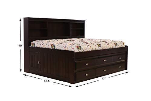 Discovery World Furniture Bookcase Daybed with 6 Drawers, Full, Espresso