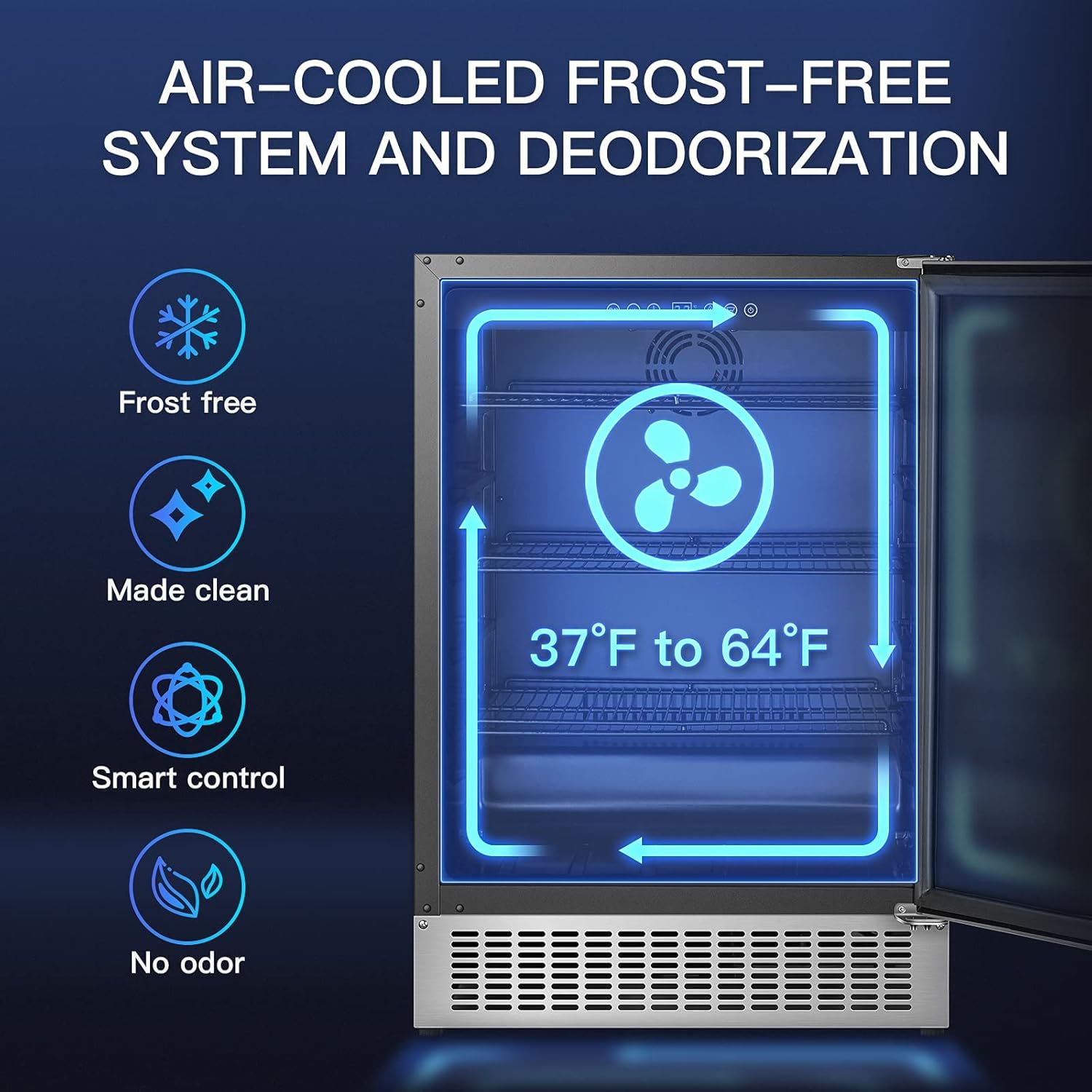 BODEGA Beverage Cooler 24 Inch, Built-in and Freestanding Beverage Refrigerator 180 Cans, Stainless Steel Under Counter Beverage Fridge with Advanced Cooling System, Adjustable Shelf, Energy Saving, Perfect for Soda, Water, Beer, etc.