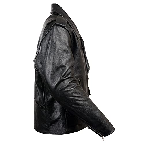 Milwaukee Leather LKM1781 Men's The Legend Classic Police Style Black Leather Motorcycle Jacket w/Quilted Liner