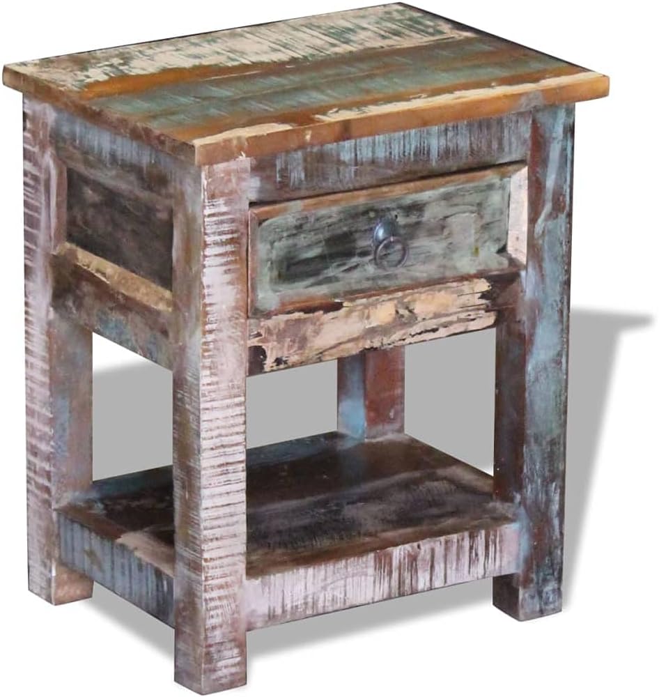 Side Table with 1 Drawer,Buffet Cabinet,Accent Cabinet,Sideboard,Freestanding Storage Cabinet,Coffee Table,End Table,for Bedroom,Living Room,Dining Room,Hallway,Solid Reclaimed Wood 17"x13"x20"