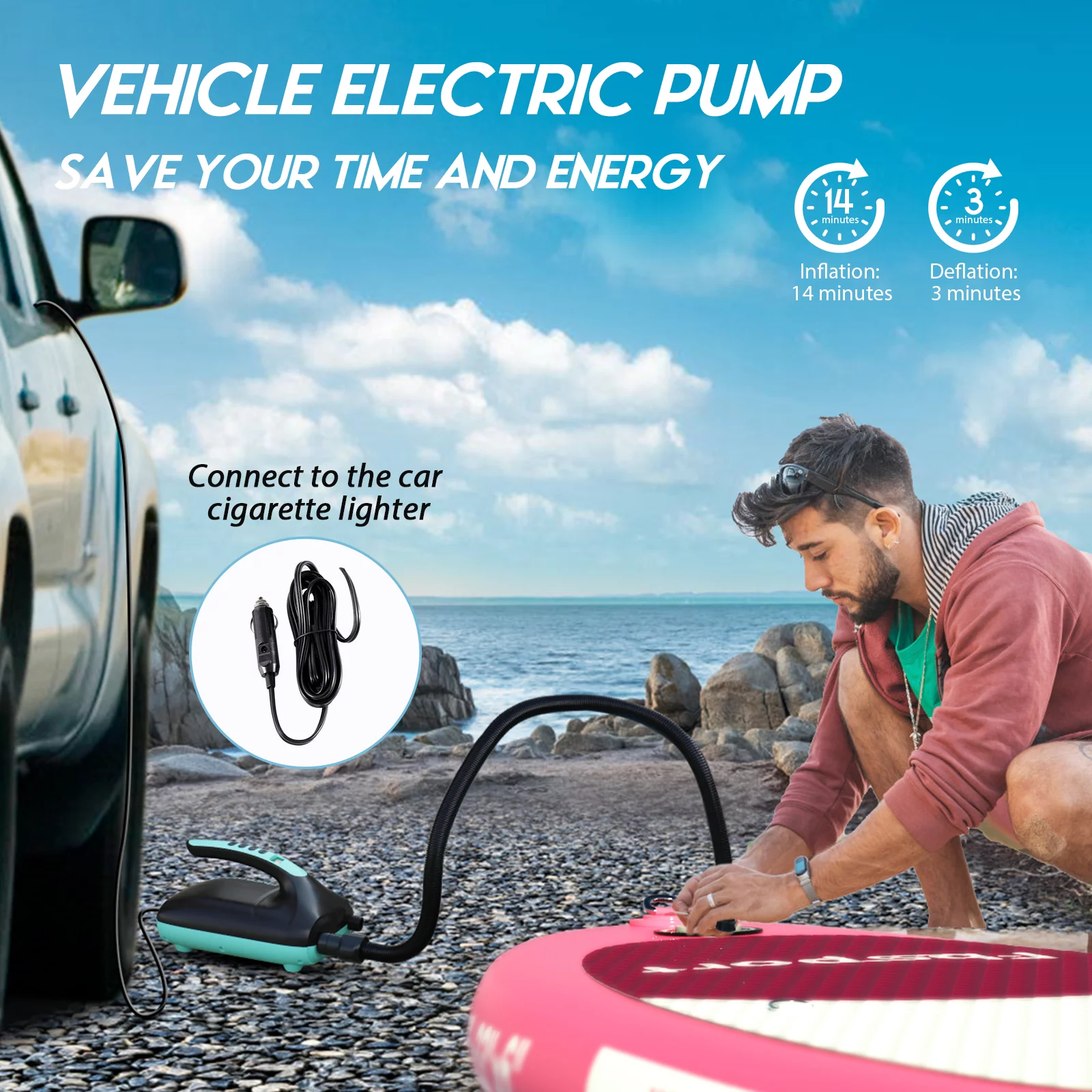 Fbsport Inflatable Elextric Paddle Board, Stand UP Paddleboard 11' Length with Electric Pump SUP Accessories