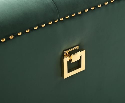 81" Chesterfield Sofa, Deep Button Tufted Upholstered Accent Sofa with Square Arm and Gold Legs, Large Sofa Couch with 2 Pillows and Nailhead Trim for Living Room Apartment Office, Green