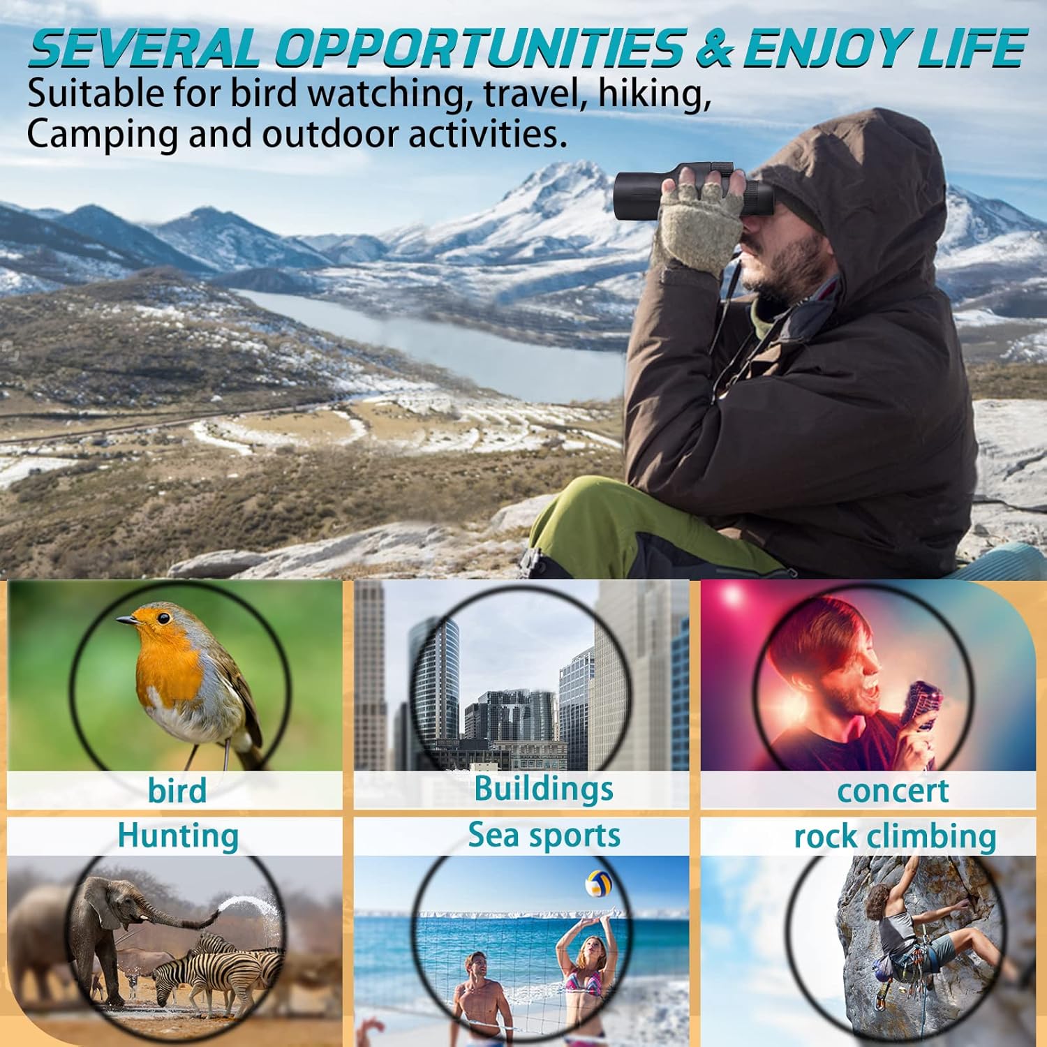 30x50 HD Monocular Telescope, 2022 Upgraded High Power Waterproof Monocular with Smartphone Adapter Stable Tripod Portable BAK4 Prism FMC Monoculars for Bird Watching Hunting Camping Concert