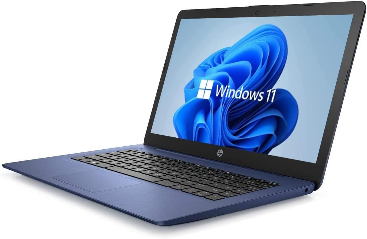 HP Newest 14" HD Touchscreen Laptop, Windows 11, Intel Celeron Quad-Core Processor Up to 2.60GHz, 4GB RAM, 64GB SSD, Webcam, Dale Blue (14-DQT - Renewed)