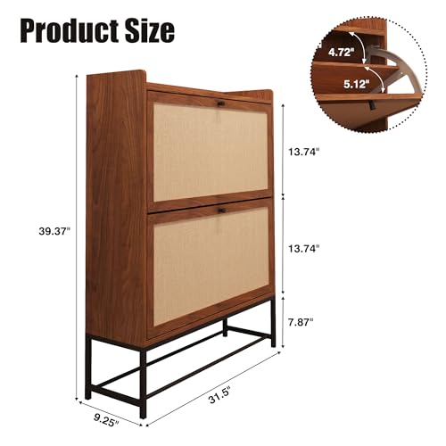 AVZEAR Shoe Cabinet, Shoe Cabinet Freestanding Tipping Bucket Shoe Rack Organizer with 3 Flip Drawers, Modern Entryway Narrow Shoe Rack for Entryway, Hallway, Bedroom (Natural)
