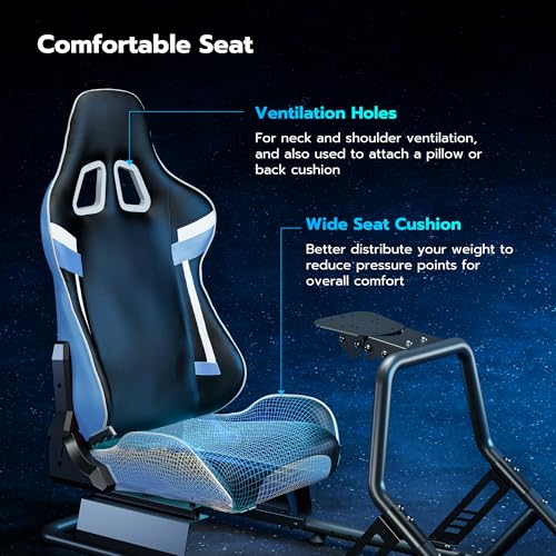 ARES WING Racing Simulator Cockpit with Monitor Mount and Seat, Formula and GT Sim Racing Cockpit Compatible with Fanatec, Thrustmaster, Logitech, Moza Racing Games on PS5, PS4, Xbox and PC
