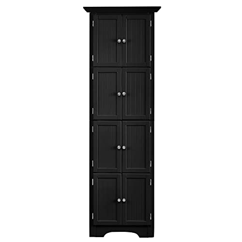 72" Tall Corner Storage Cabinet with Doors and 4 Shelves, Modern Floor Freestanding Tall Cabinet Storage Unit for Living Room, Kitchen, Office, Bedroom, Bathroom, Easy to Assemble - Black