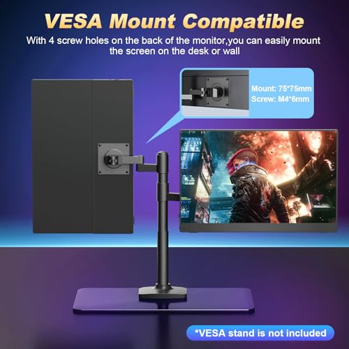 18.5 Inch Large Portable Monitor, 120Hz 1080P FHD IPS Portable Gaming Travel Screen Display for Laptop/Phone/Xbox PS4/5, 125% sRGB, Dual Speakers, VESA & Smart Cover