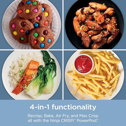 Ninja Crispi Air Fryer, Microwave, Freezer & Dishwasher Safe, Non Toxic Glass Portable Cooking System, 4 QT & 6 Cup Glass Containers with Storage Lids, Easy Meals, Air Fry, Bake, Green, FN101SG