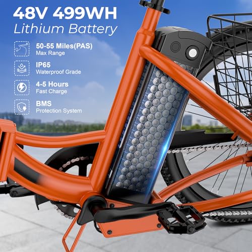 ANCHEER Electric Tricycle for Adults, 350W(Peak 550W) Etrike, 48V/499Wh Ebike, 24" Folding 3 Wheel Electric Trike, 15.5MPH & 55Miles Electric Bike, Rear Differential, Rear Basket