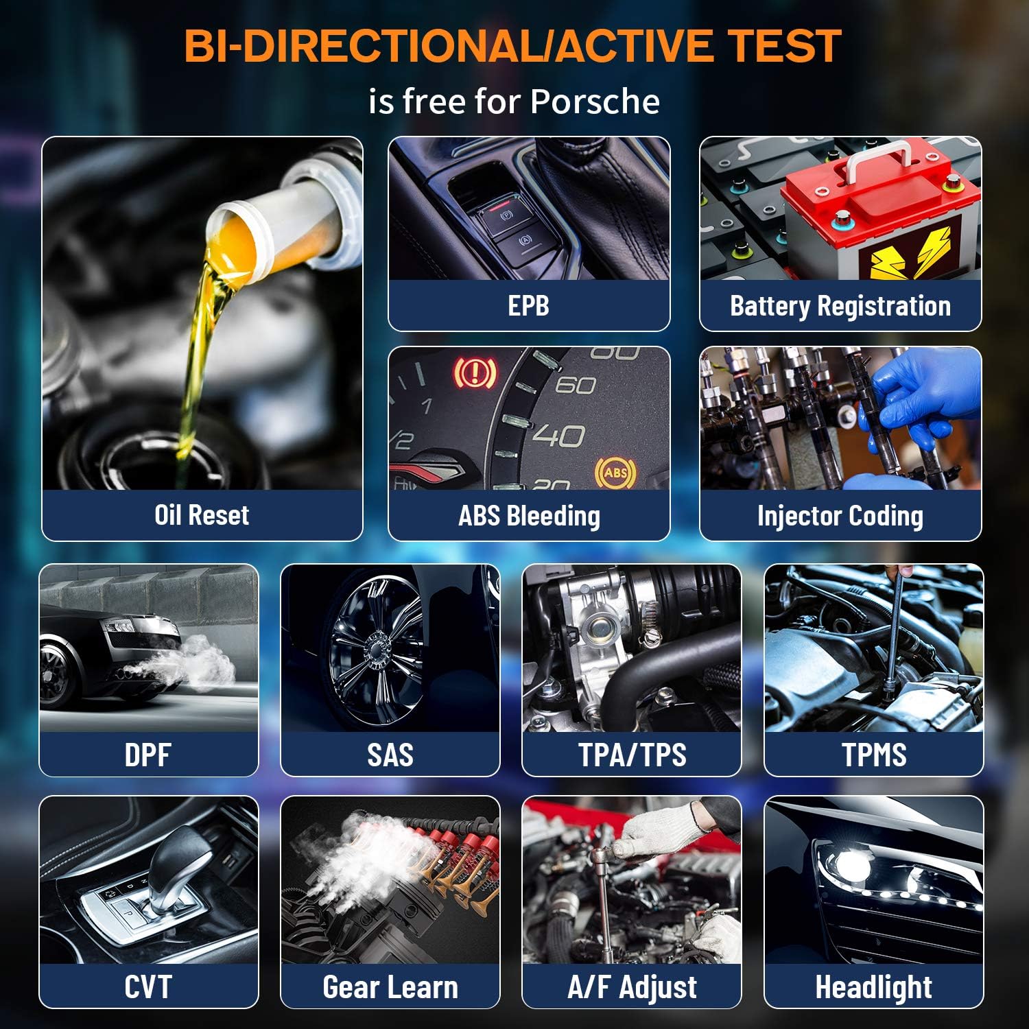 FOXWELL NT510 Elite All Systems OBD2 Scanner for Porsche, HVAC 4WD Bi-Directional Diagnostic Scanner with Oil Reset EPB SAS TPS TPMS Battery Registration Scan Tool