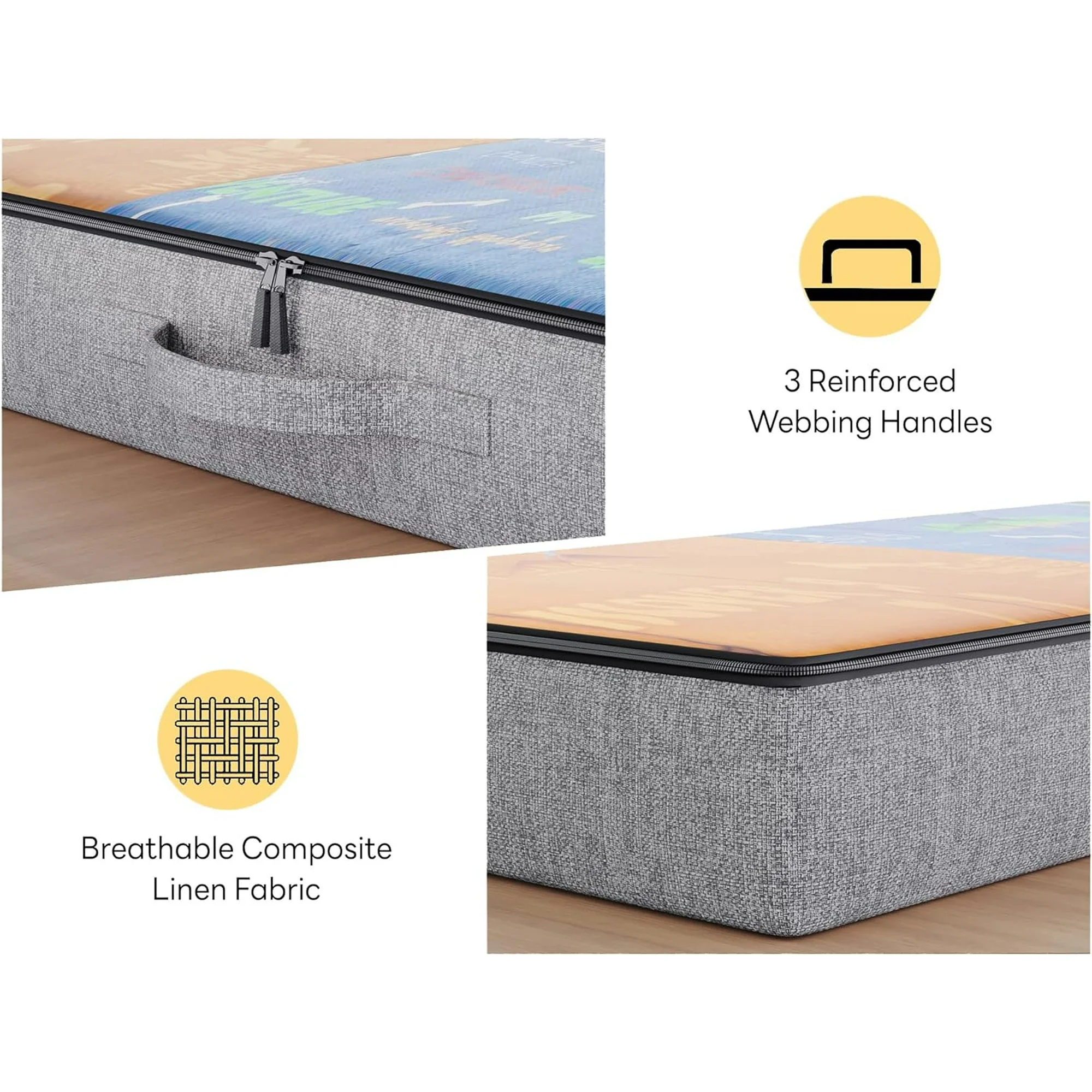 2-Pack Under Bed Storage Containers, 6 Inches Tall Underbed Clothes Storage Organizer Bin with Sturdy Sidewalls/Bottom, Underbed Storage Bins 2 Storage Thin Bins