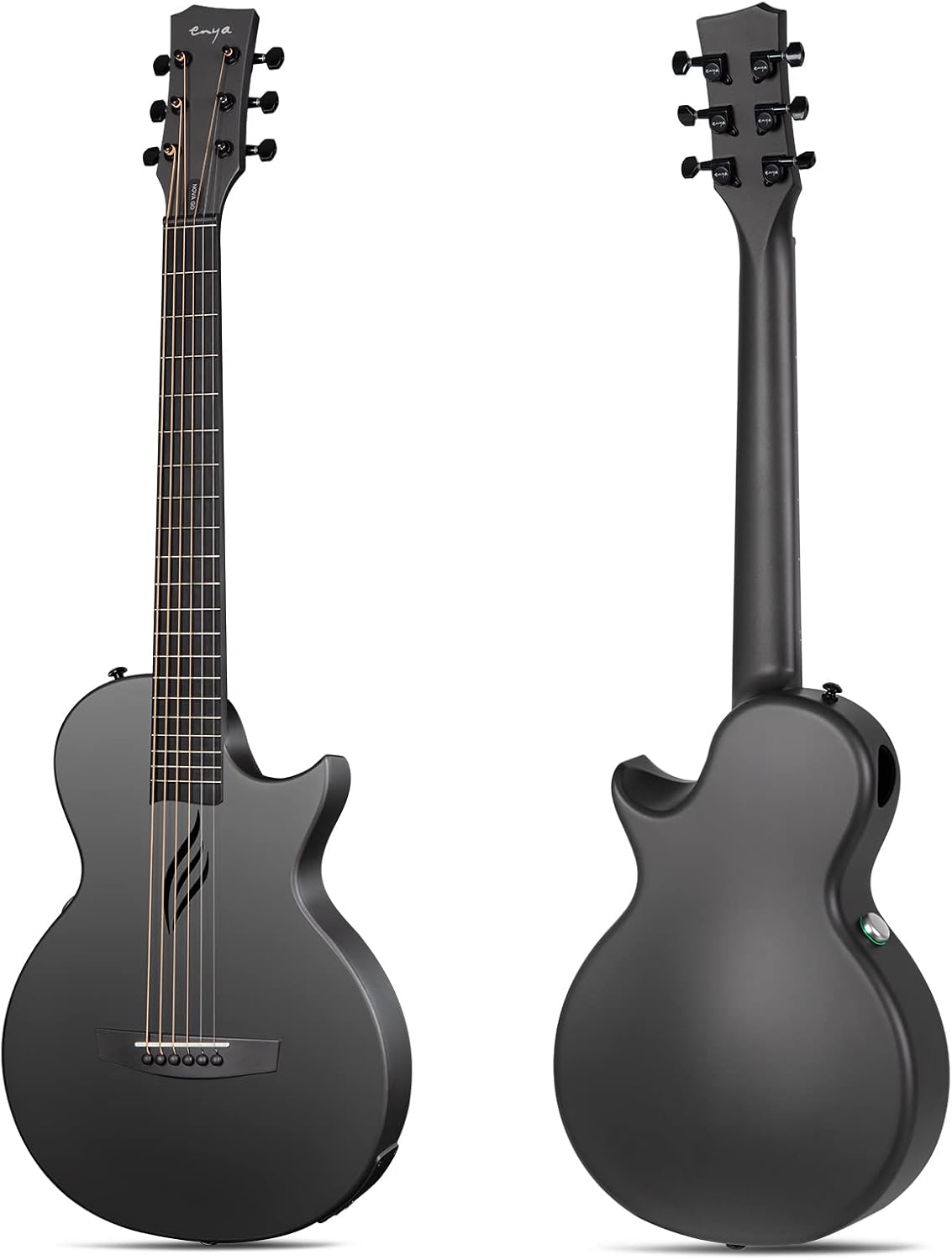 Enya NOVA Go SP1 Carbon Fiber Acoustic Electric Guitar with Smart AcousticPlus 35 Inch Travel Acustica Guitarra Starter Bundle Kit(Black) & Enya Smart Automatic Guitar Tuner & Wireless Guitar System