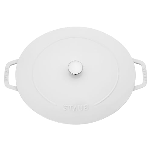 STAUB Specialty Shaped Cast Iron 6.25-qt Shallow Oval Dutch Oven-White