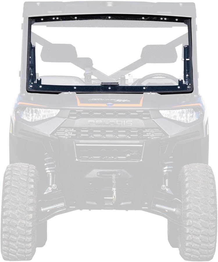 SuperATV Heavy-Duty Scratch Resistant Flip Windshield for 2017 Polaris Ranger XP 1000 / 1000 / Crew (See Fitment) | 1/4 Thick Polycarbonate 25X Stronger Than Glass | All Weather Design | USA Made!