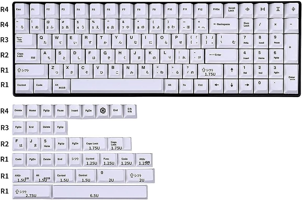 White Keycaps 134 Keys Cherry Profile Dye-Sub PBT Minimalist Keycap Compatible with GH60 / GK64 / GK61 / 68/87/104 Keyboard