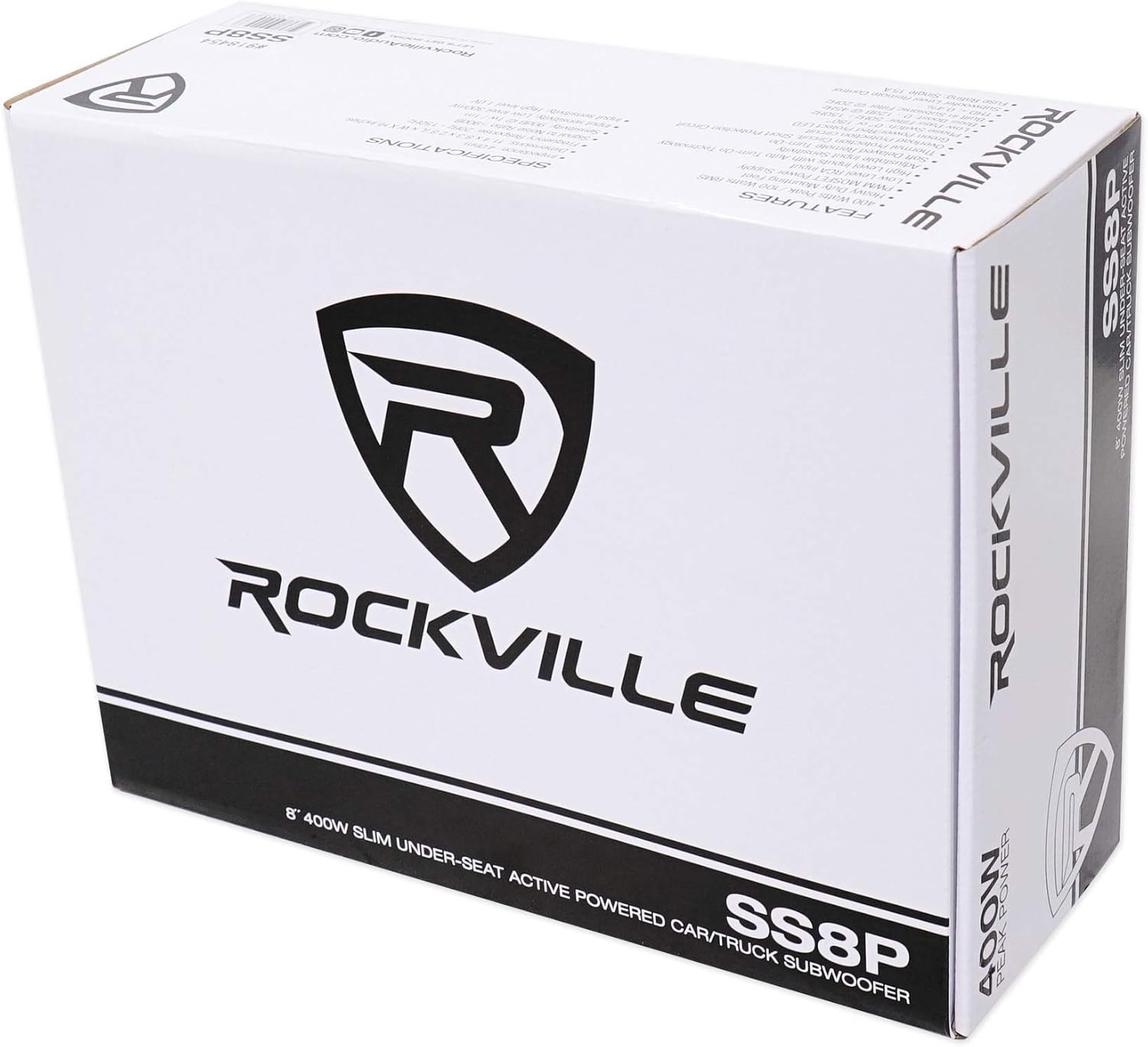 Rockville SS8P 400 Watt Slim Under-Seat Powered Car/Truck Subwoofer Sub+Amp Kit