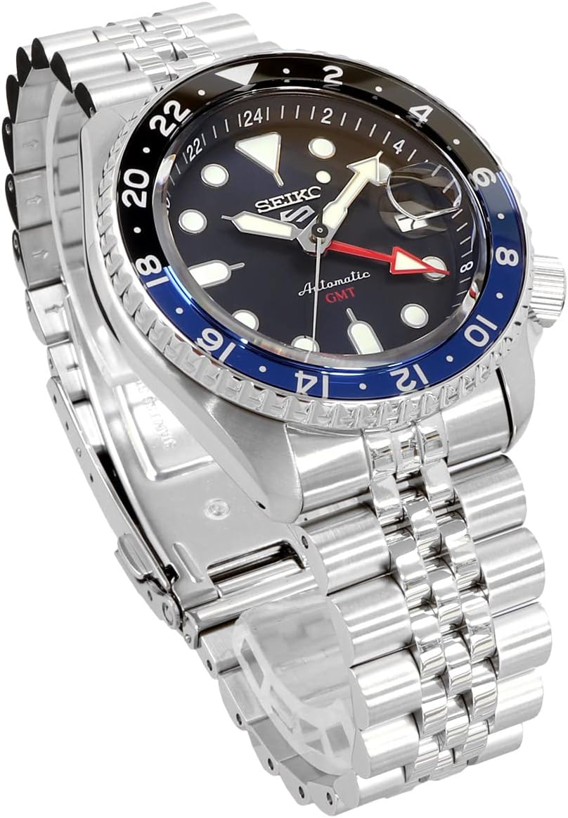 SEIKO SSK003 Men's 5 Sports Style GMT Model Automatic Mechanical Wristwatch, Made in Japan, Blue, Bracelet Type