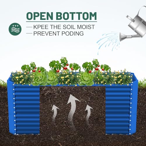 Land Guard 8x4x3ft Rectangular Galvanized Raised Garden Beds, 36" Tall Large-Capacity Metal Planter Box Outdoor, Durable Deep Raised Garden Bed, Raised Beds for Gardening Vegetables, Classic Silver